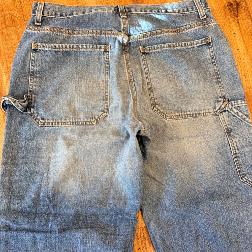 Calvin Klein Jeans Mens 32x30 Worker Carpenter Pants Blue Denim Wide Leg Vintage - Picture 11 of 13